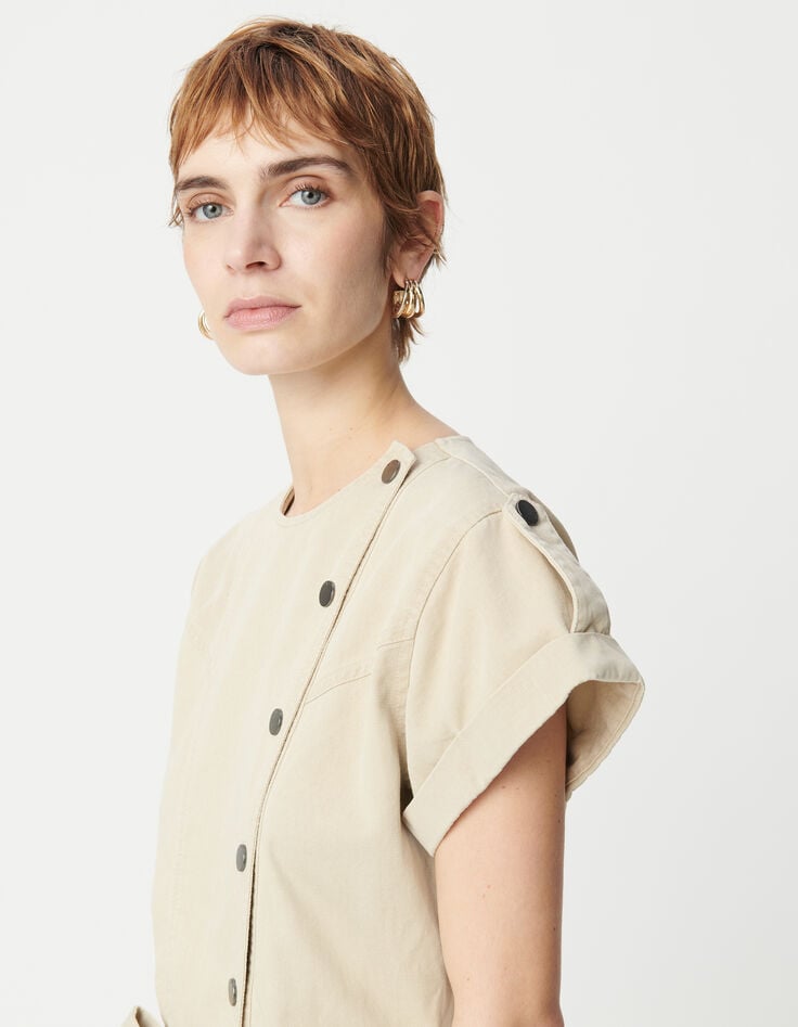 Ikks Combinaison Beige Fermeture Asymétrique Femme