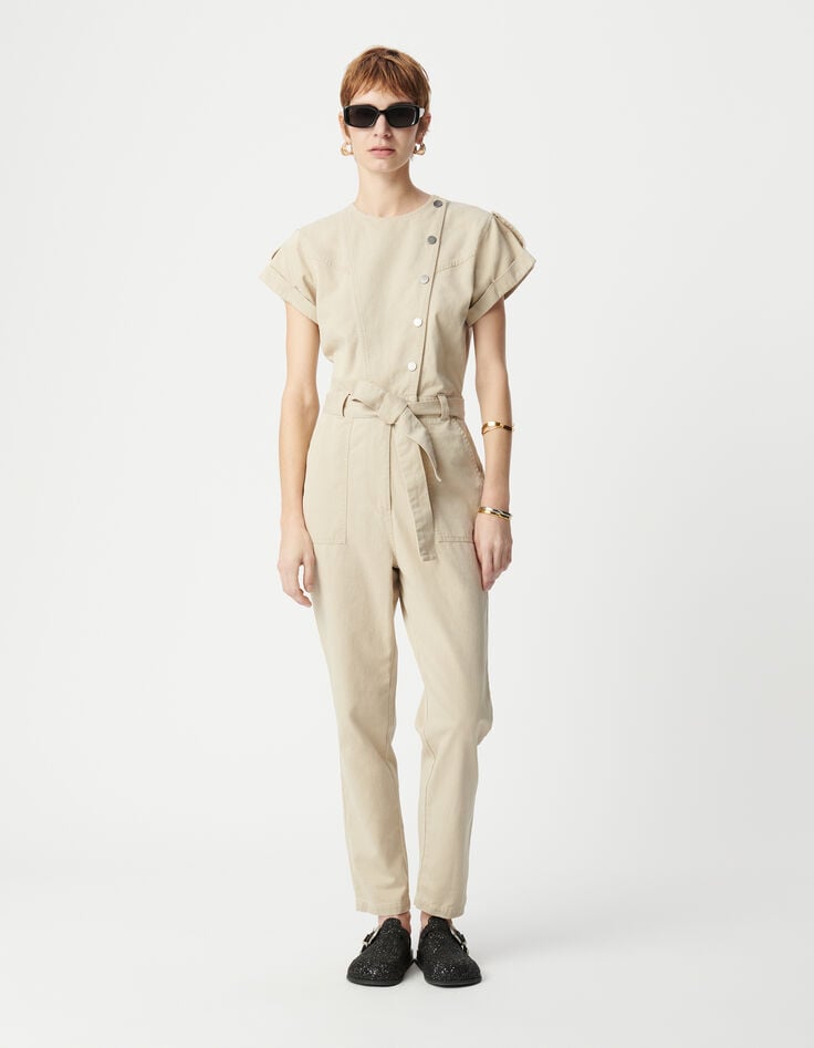 ikks Combinaison beige fermeture asymétrique Femme