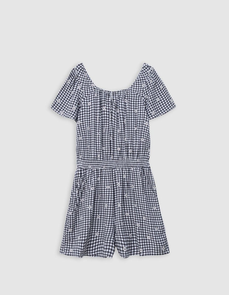 Ikks Combishort Noir Imprimé Vichy Et Fleurs Fille