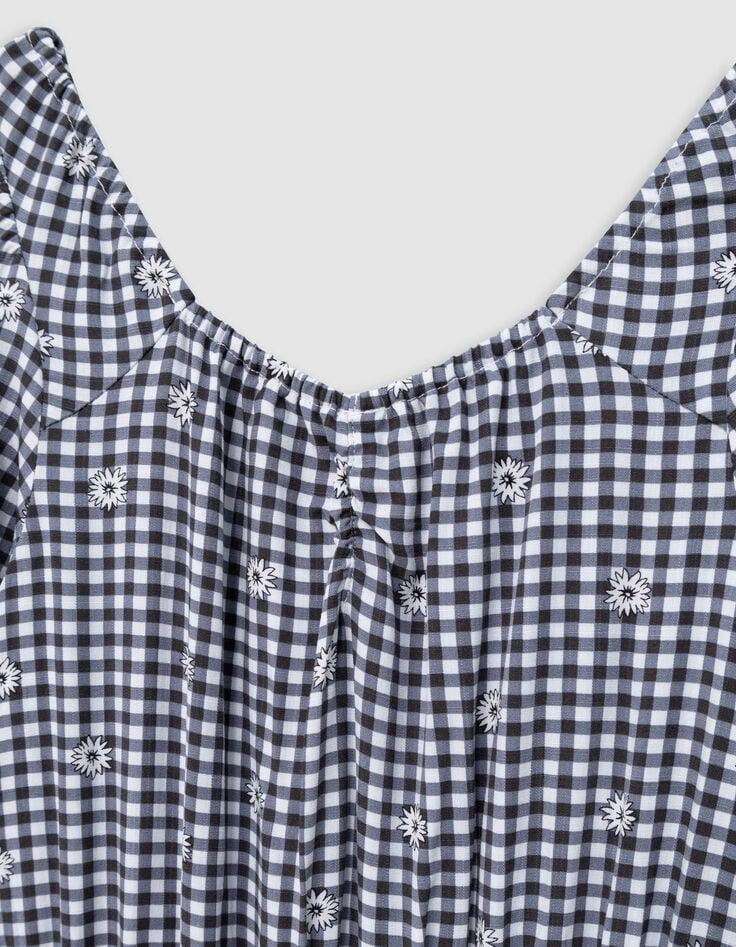 Ikks Combishort Noir Imprimé Vichy Et Fleurs Fille