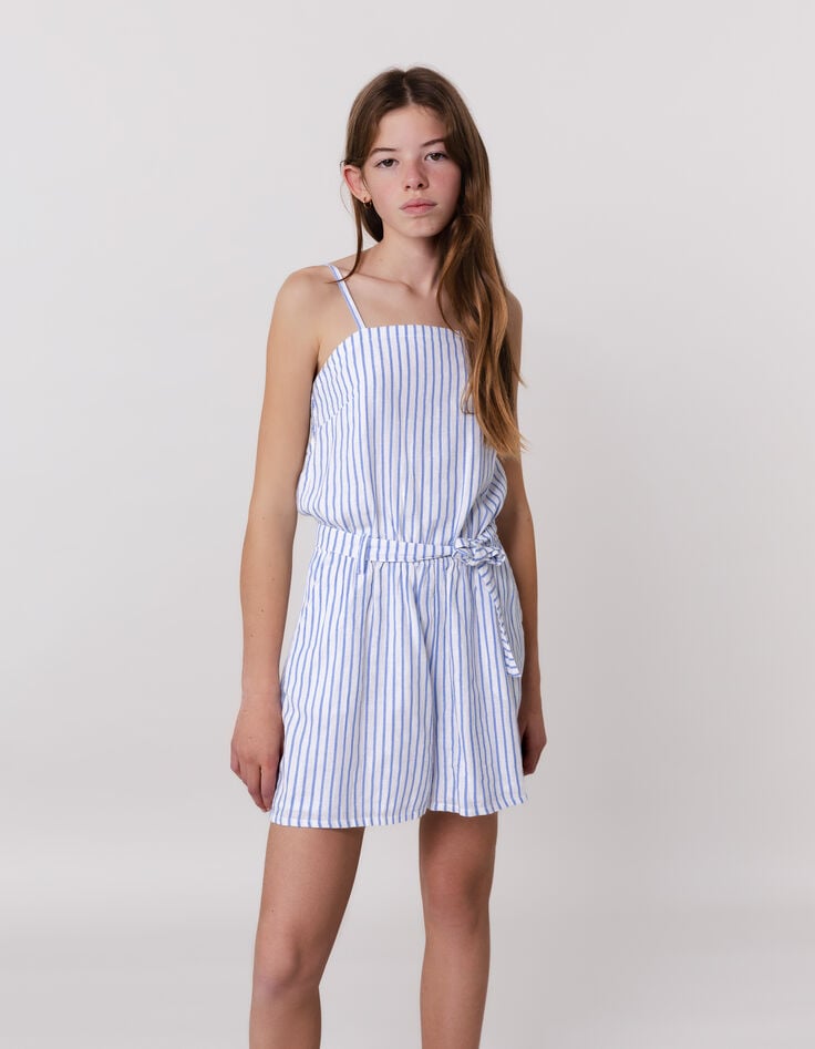 Ikks Combishort Rayures Bleues Ceinturé Fille