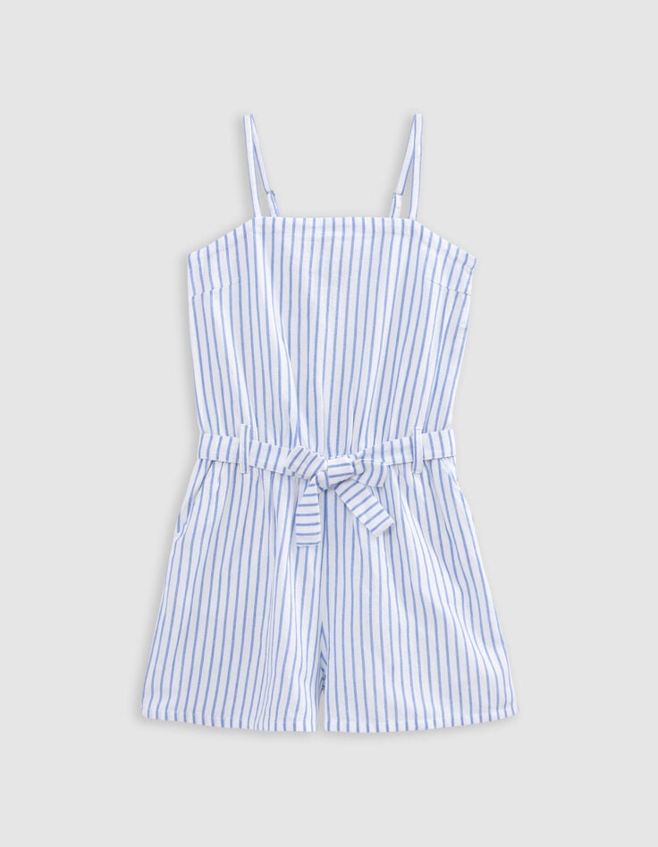 Ikks Combishort Rayures Bleues Ceinturé Fille