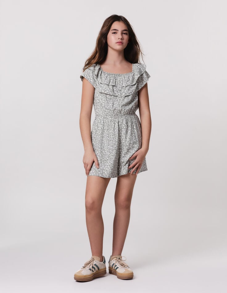 Ikks Combishort Vert Imprimé Floral D'été Fille