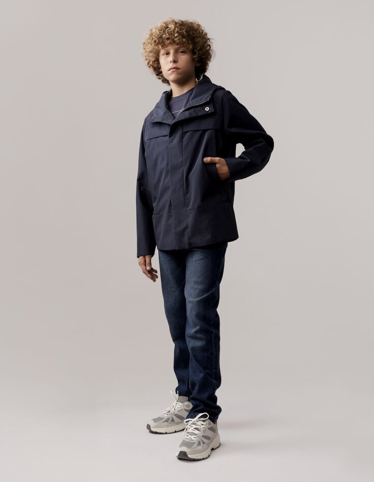 ikks Coupe-vent bleu capuche nylon faux-uni garçon