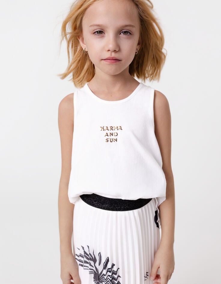 ikks Débardeur blanc bi-matière plissé dos fille