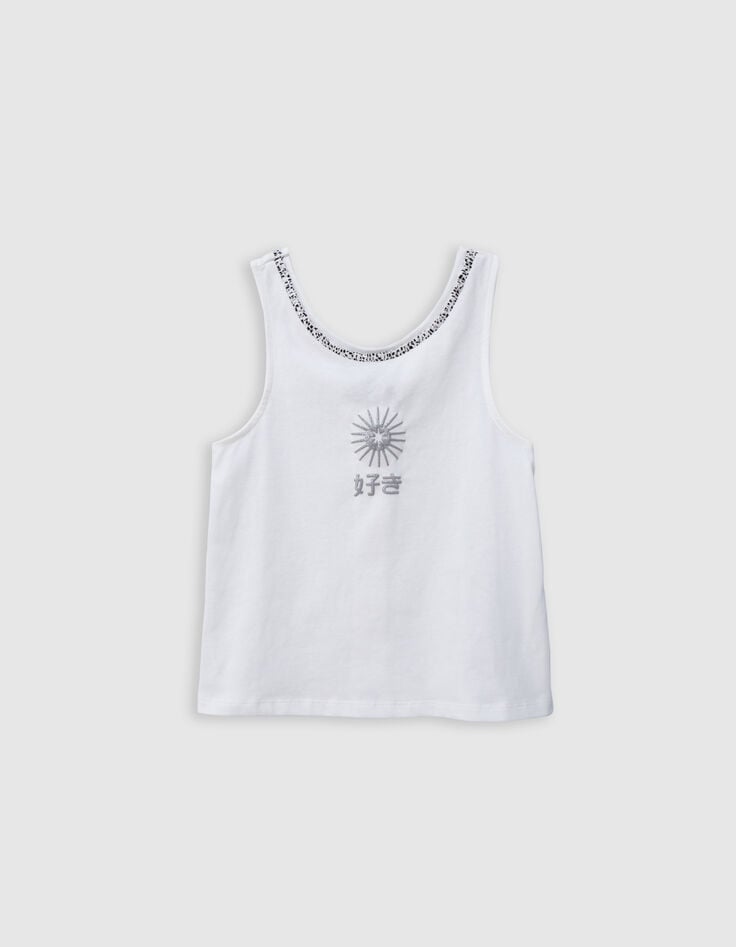 Ikks Débardeur Blanc Décor Noeuds Dos Fille