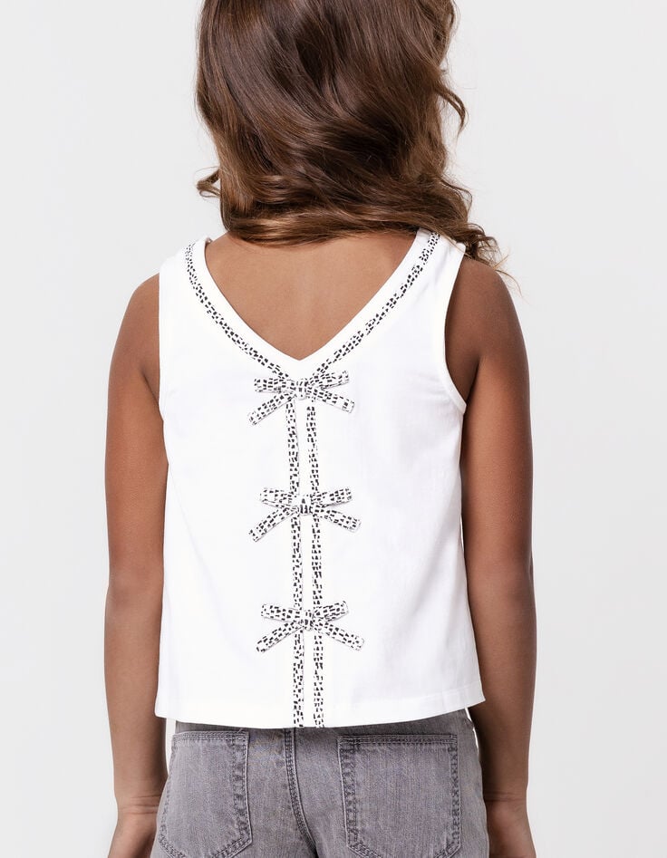 ikks Débardeur blanc décor noeuds dos fille