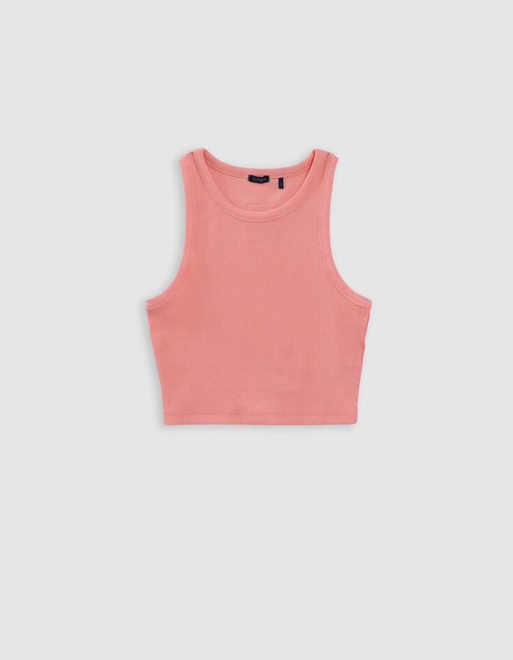 ikks Débardeur orange forme cropped côtelé fille