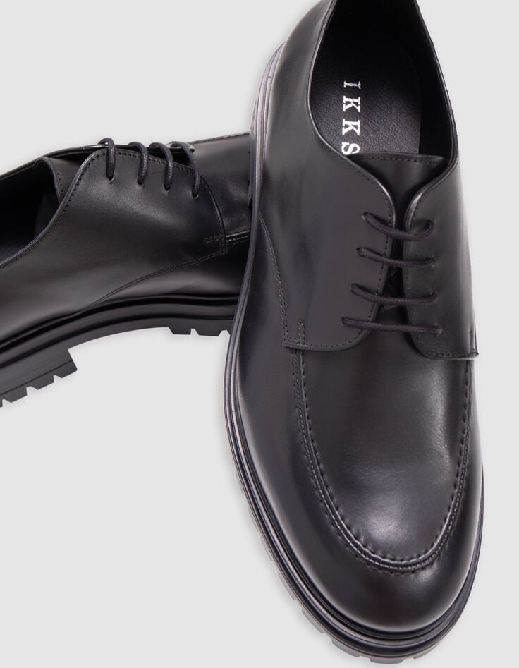Ikks Derbies Noirs Crantés Cuir Homme