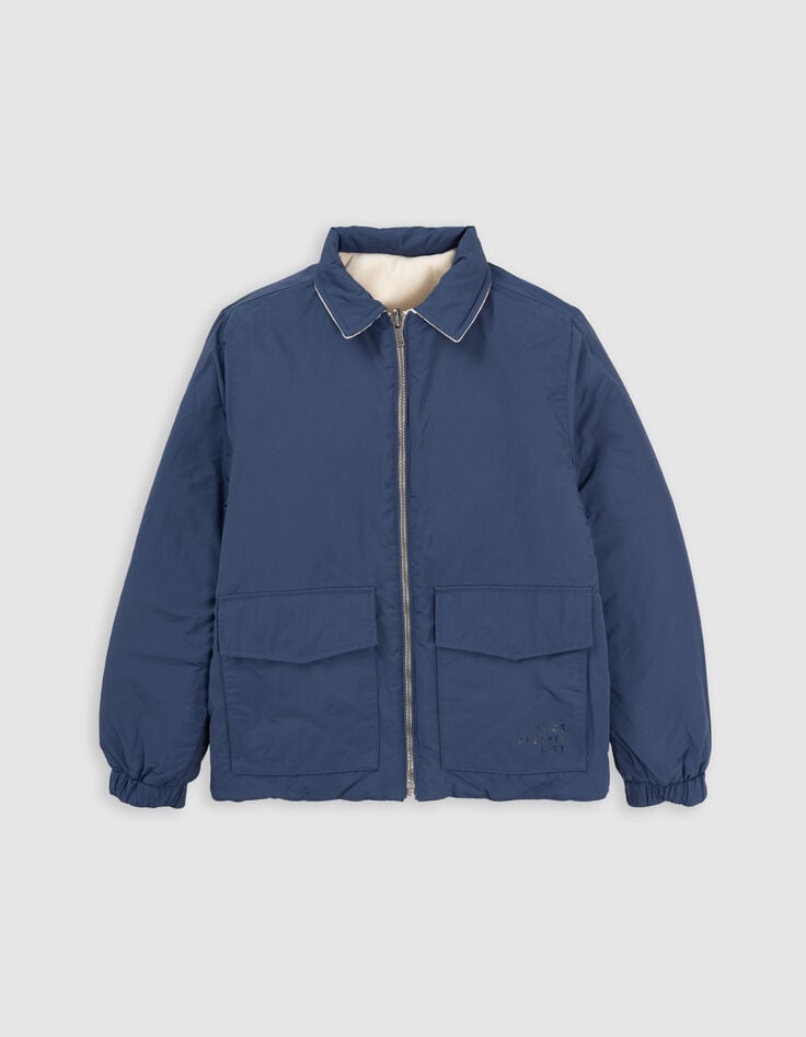 Ikks Doudoune Réversible Bleu Et écru Garçon