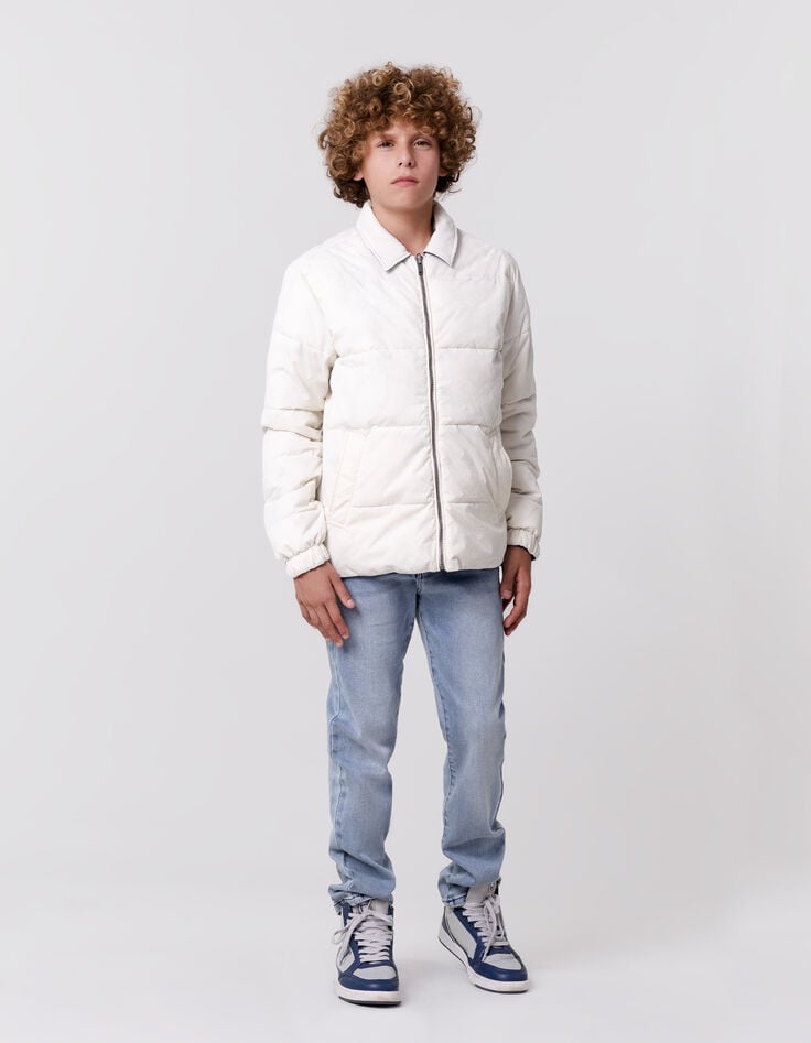 ikks Doudoune réversible bleu et écru garçon