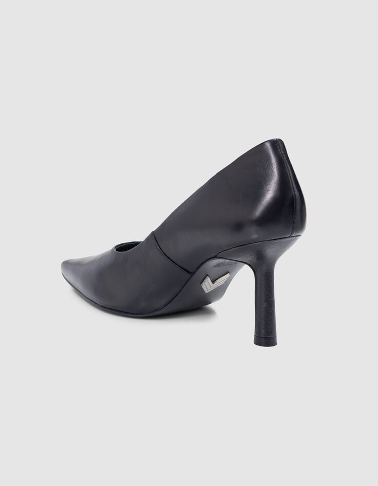 Ikks Escarpins Noirs Cuir Glacé Ligne 111 Femme
