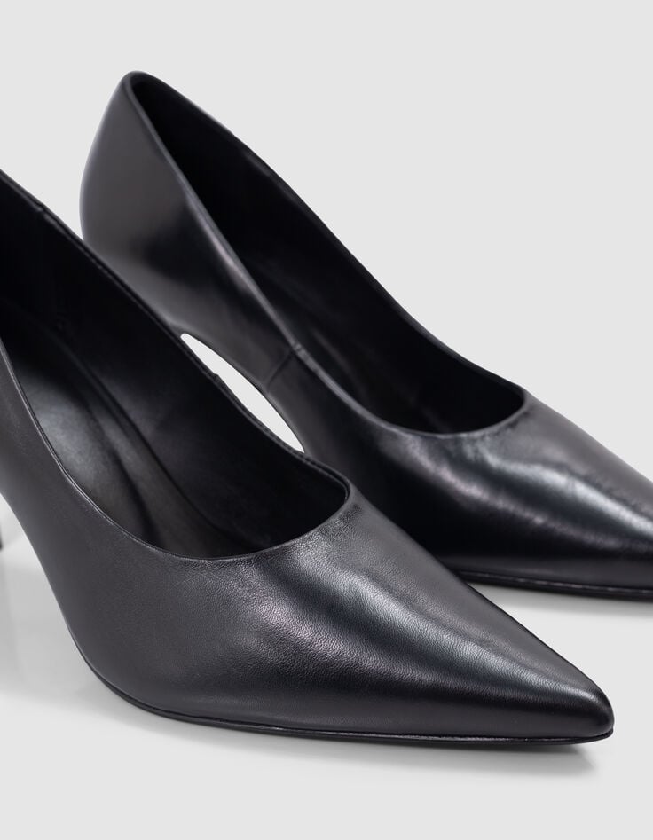 Ikks Escarpins Noirs Cuir Glacé Ligne 111 Femme