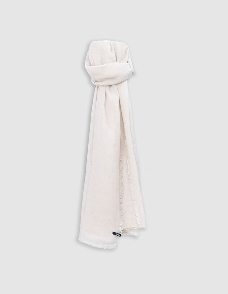 ikks Foulard beige faux-uni bords frangés Homme