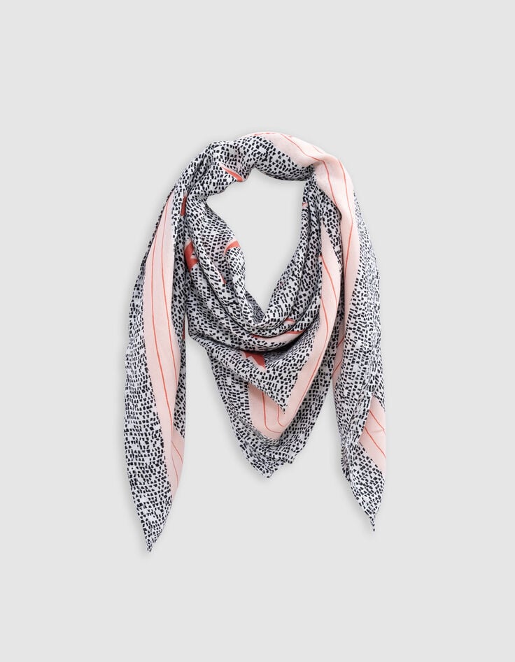 ikks Foulard carré noir imprimé graphique fille