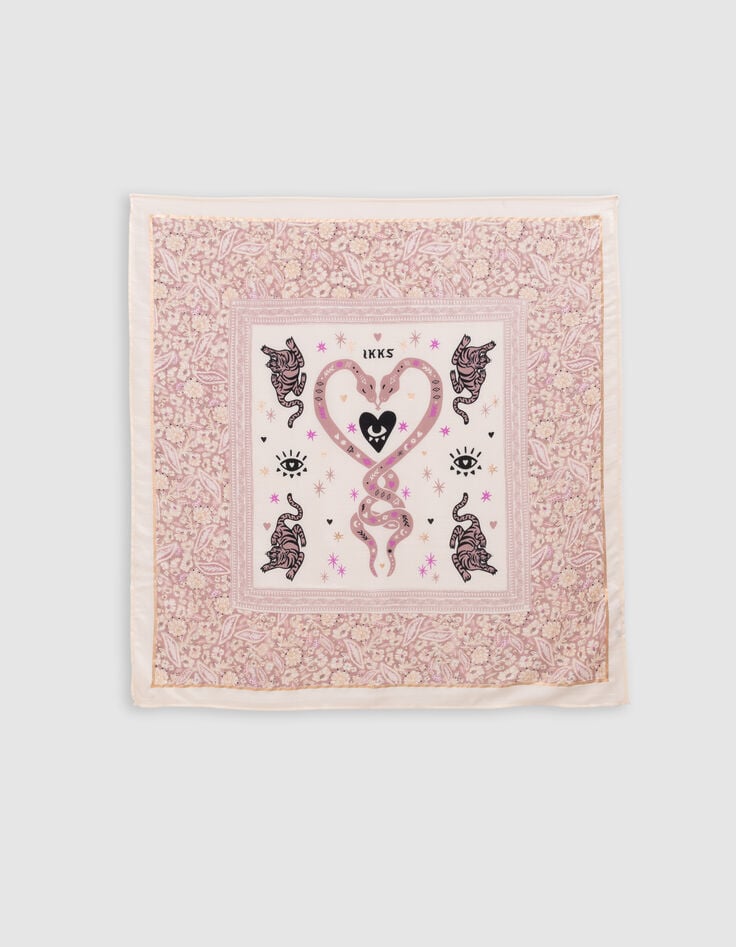 Ikks Foulard Carré Rose Imprimé Cachemire Fille