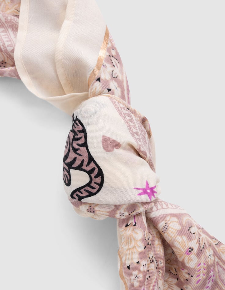 Ikks Foulard Carré Rose Imprimé Cachemire Fille