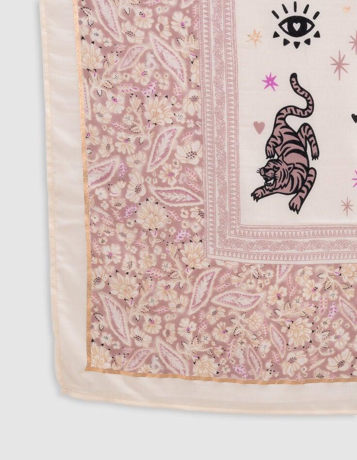 Ikks Foulard Carré Rose Imprimé Cachemire Fille