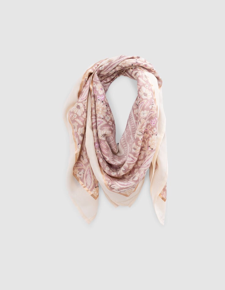 ikks Foulard carré rose imprimé cachemire fille