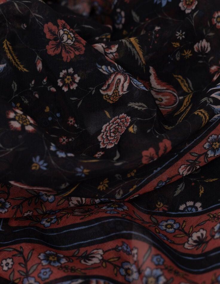 Ikks Foulard Noir Imprimé Bouquet De Fleurs I.Code