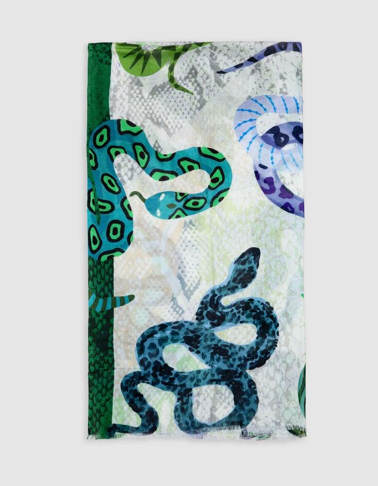 Ikks Foulard Vert Motif Serpents