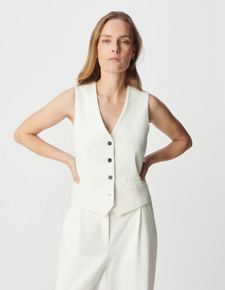 Ikks Gilet Sans Manches Blanc Maille Milano Femme