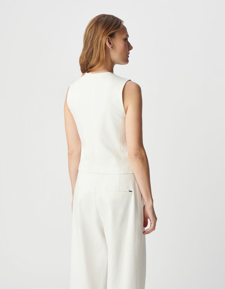 Ikks Gilet Sans Manches Blanc Maille Milano Femme