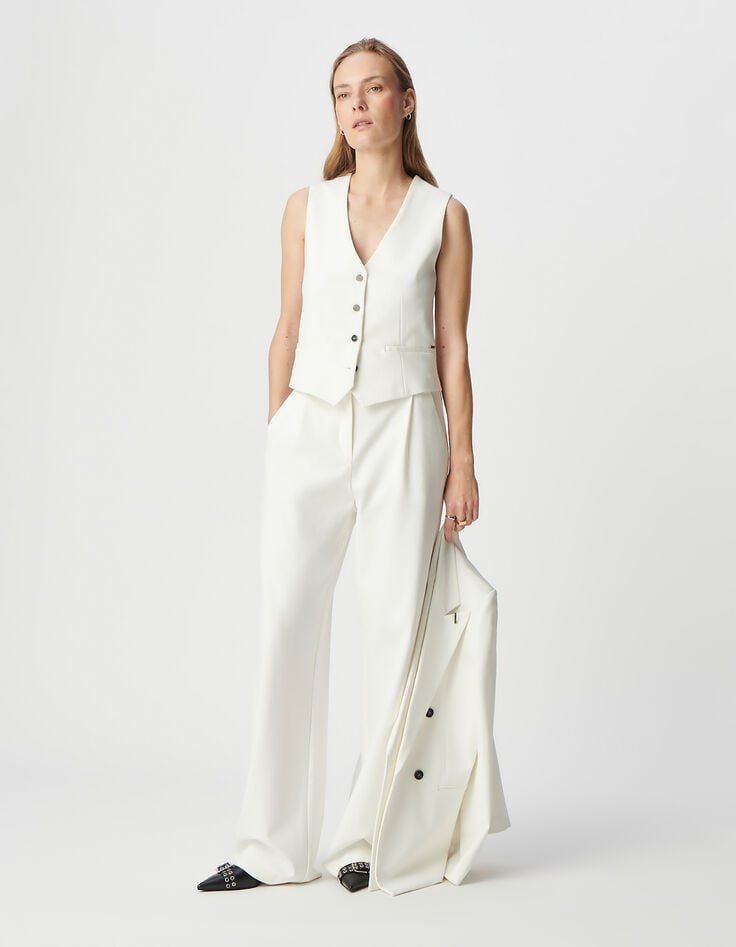 ikks Gilet sans manches blanc maille Milano Femme