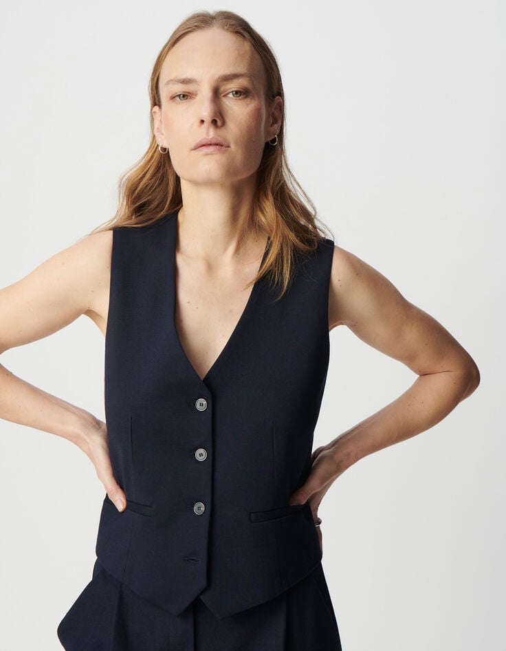 Ikks Gilet Sans Manches Marine Maille Milano Femme