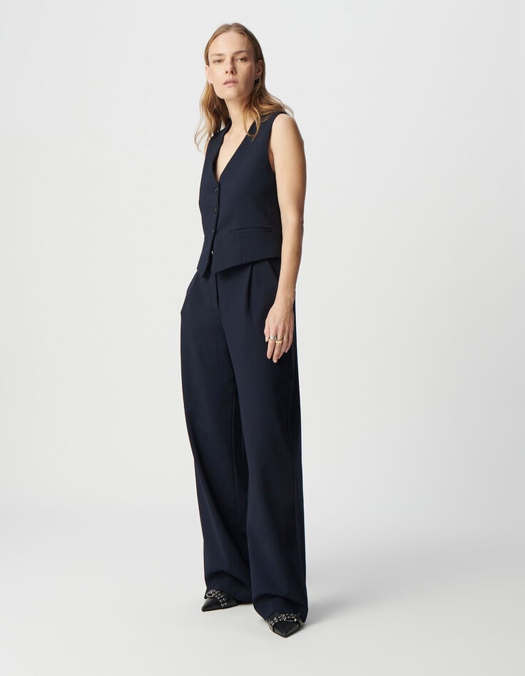 ikks Gilet sans manches marine maille Milano Femme