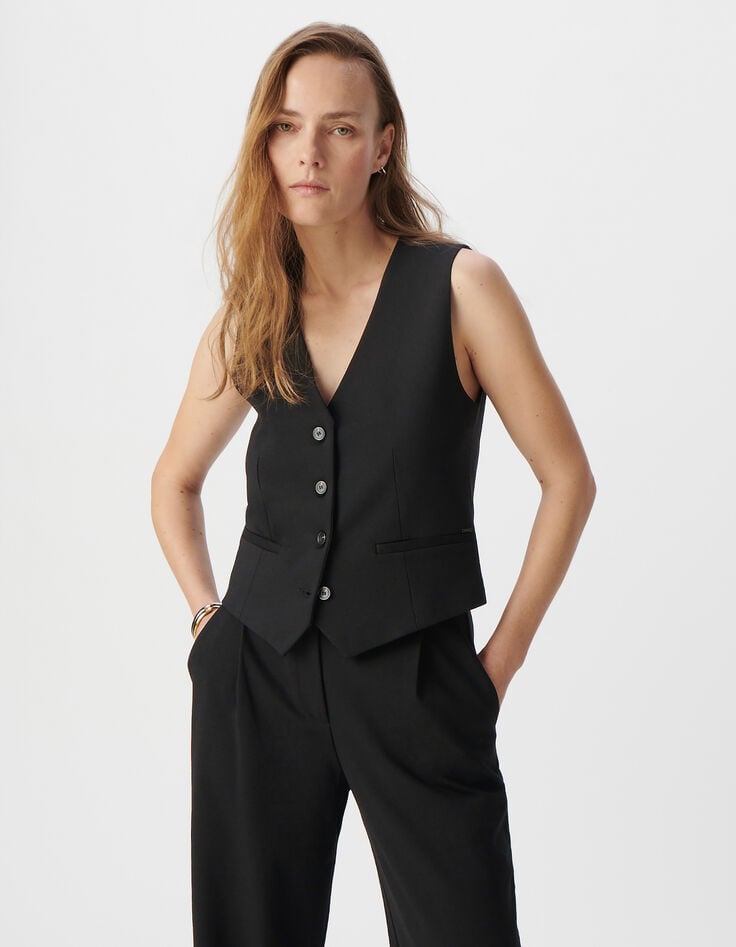Ikks Gilet Sans Manches Noir Maille Milano Femme