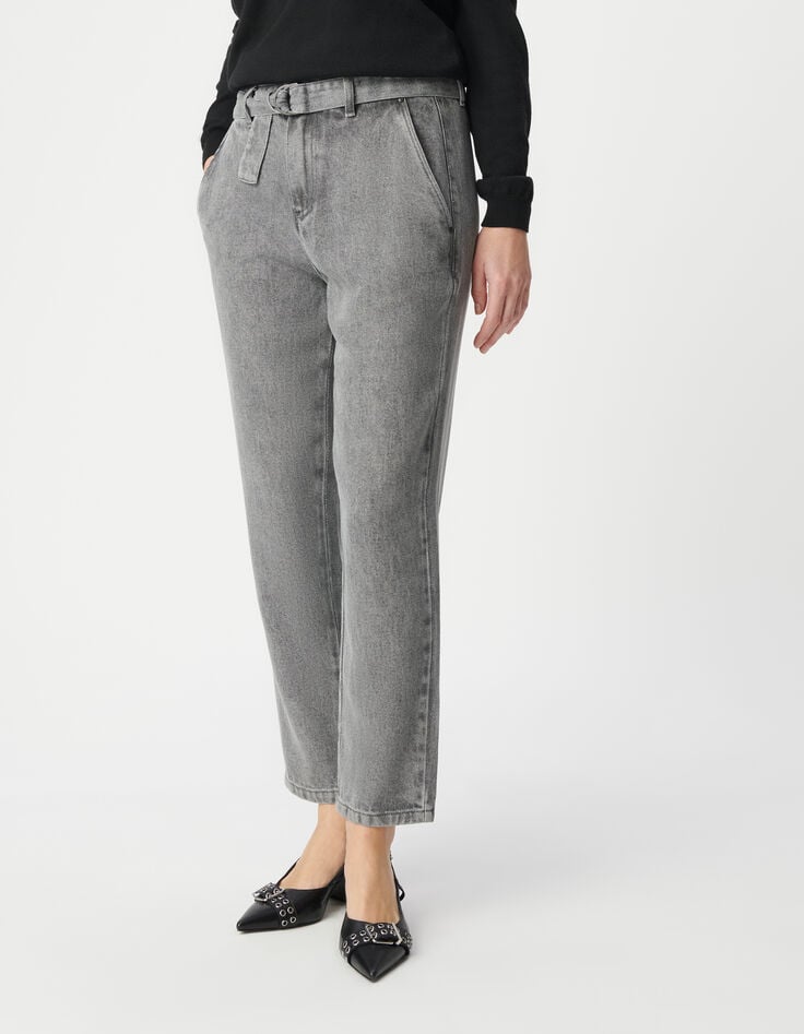 Ikks Jean Baggy Gris Lyocell® Cropped Femme