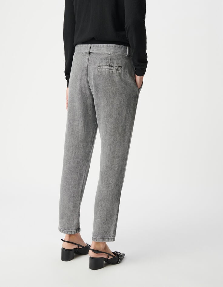 Ikks Jean Baggy Gris Lyocell® Cropped Femme