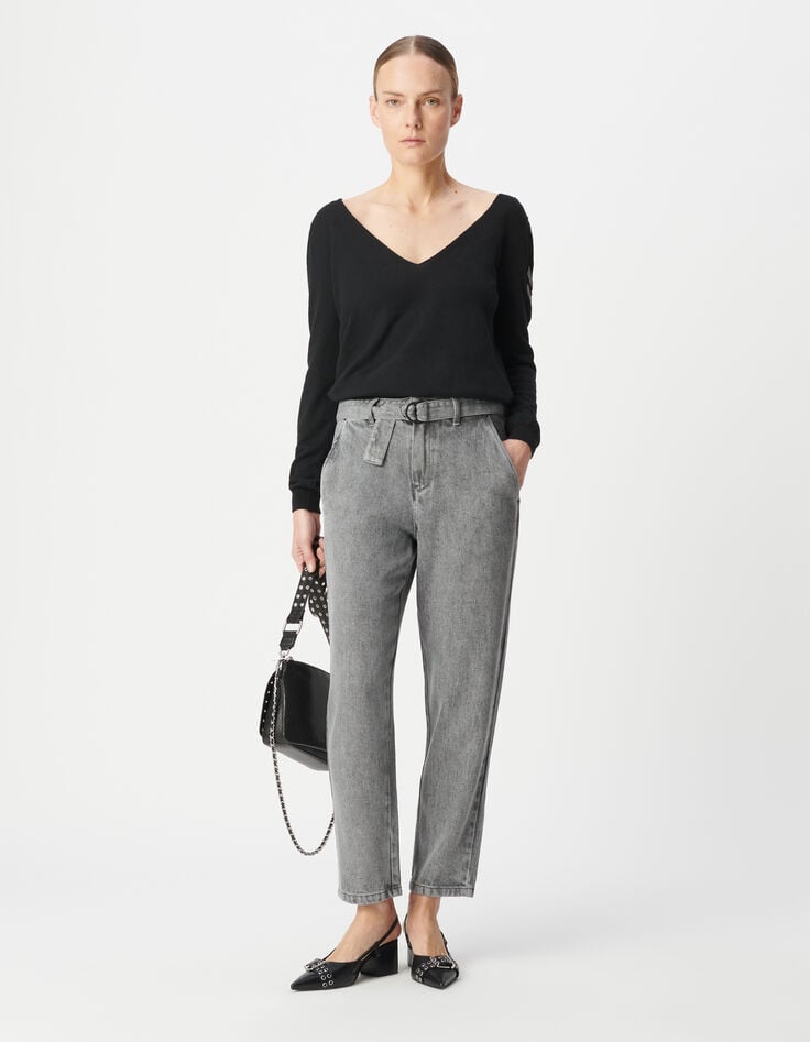 ikks Jean baggy gris Lyocell® cropped Femme