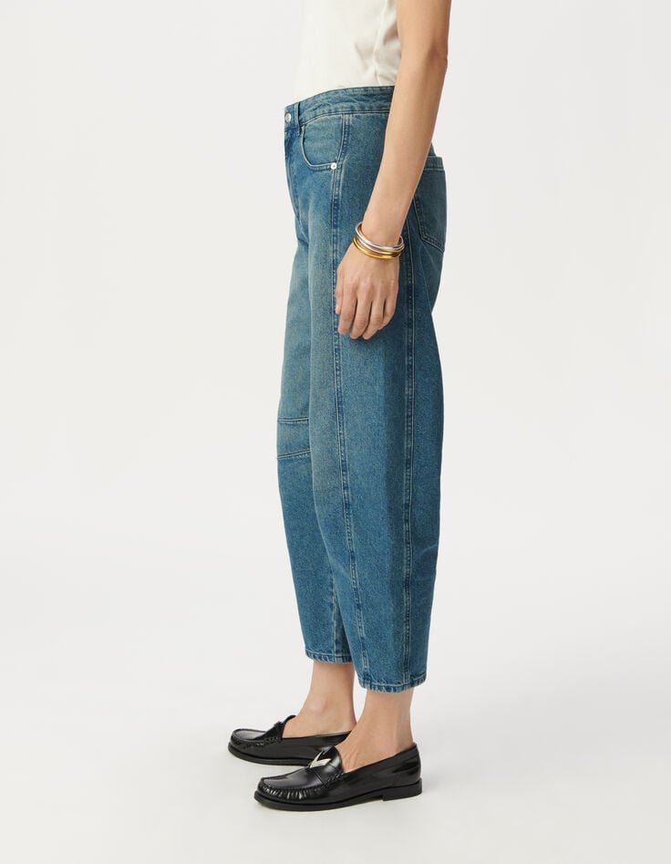 Ikks Jean Ballon Denim Bleu Détails Découpes