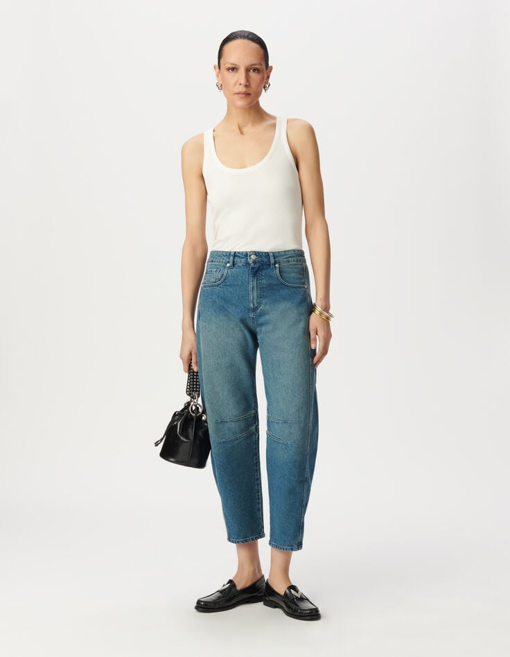 ikks Jean ballon denim bleu détails découpes