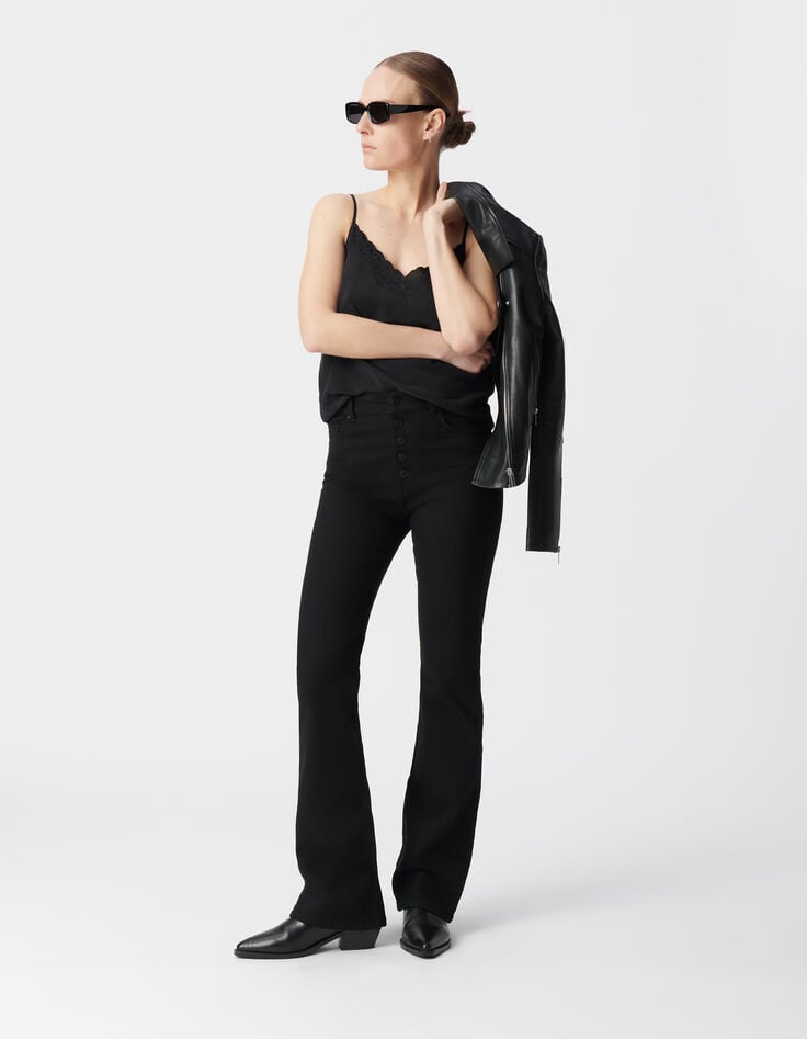 ikks Jean flare noir taille haute Waterless Femme