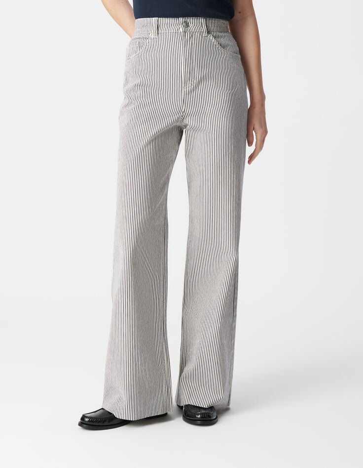 Ikks Jean Large Blanc Motif Fines Rayures Femme