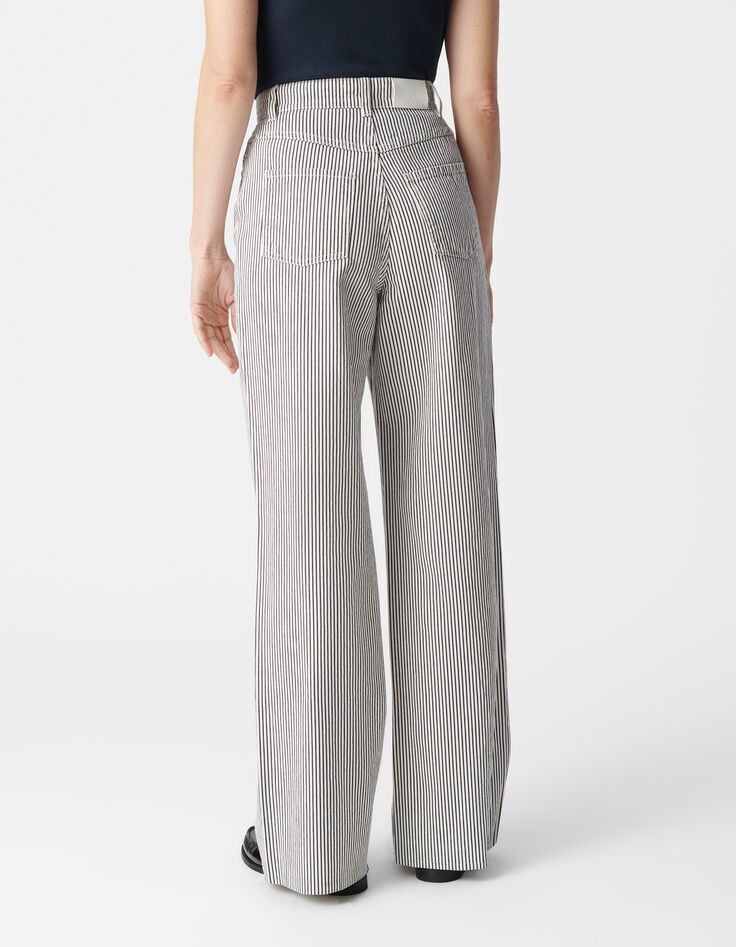 Ikks Jean Large Blanc Motif Fines Rayures Femme