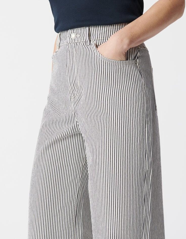 Ikks Jean Large Blanc Motif Fines Rayures Femme