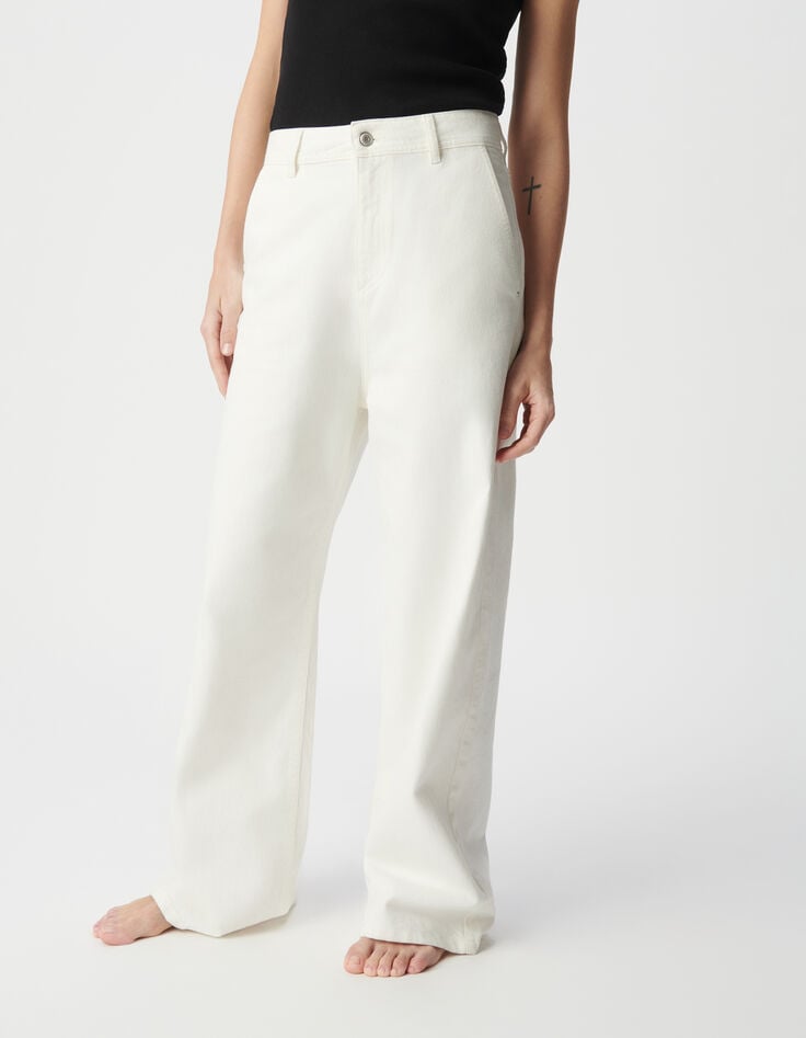 Ikks Jean Large Coton Recyclé Blanc Cassé Femme