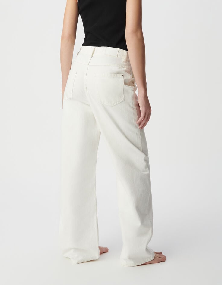 Ikks Jean Large Coton Recyclé Blanc Cassé Femme