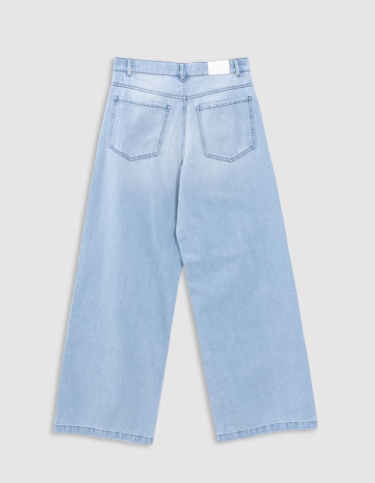 Ikks Jean Large Denim Bleu Clair Effet Usé