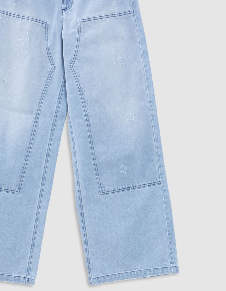Ikks Jean Large Denim Bleu Clair Effet Usé
