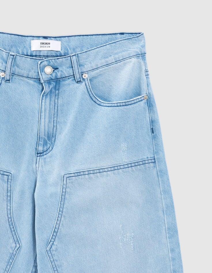 Ikks Jean Large Denim Bleu Clair Effet Usé