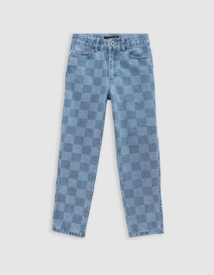 Ikks Jean MOM Bleu Waterless Motif Damier Fille
