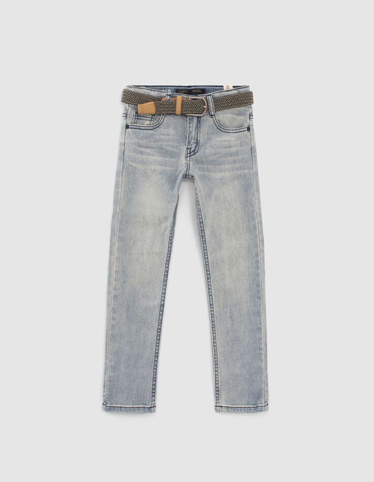 Ikks Jean Slim Bleu Avec Ceinture Tressée Garçon
