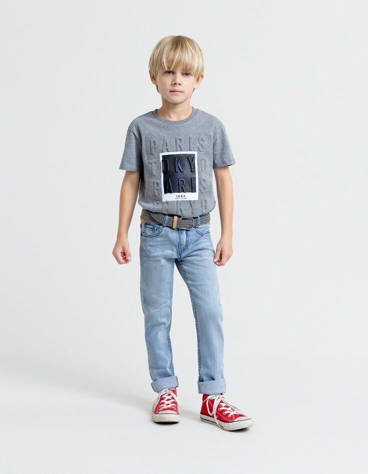 ikks Jean slim bleu avec ceinture tressée garçon