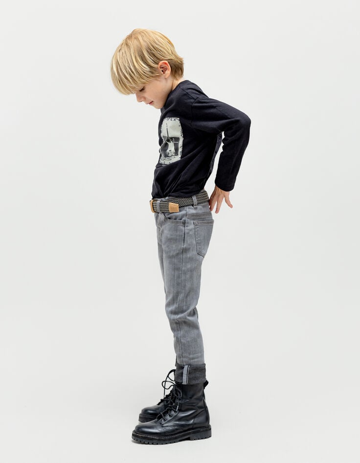 Ikks Jean SLIM Gris Et Ceinture Tressée Garçon