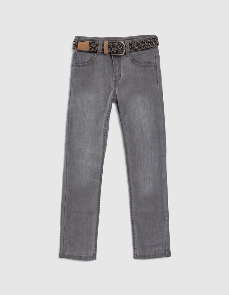 Ikks Jean SLIM Gris Et Ceinture Tressée Garçon